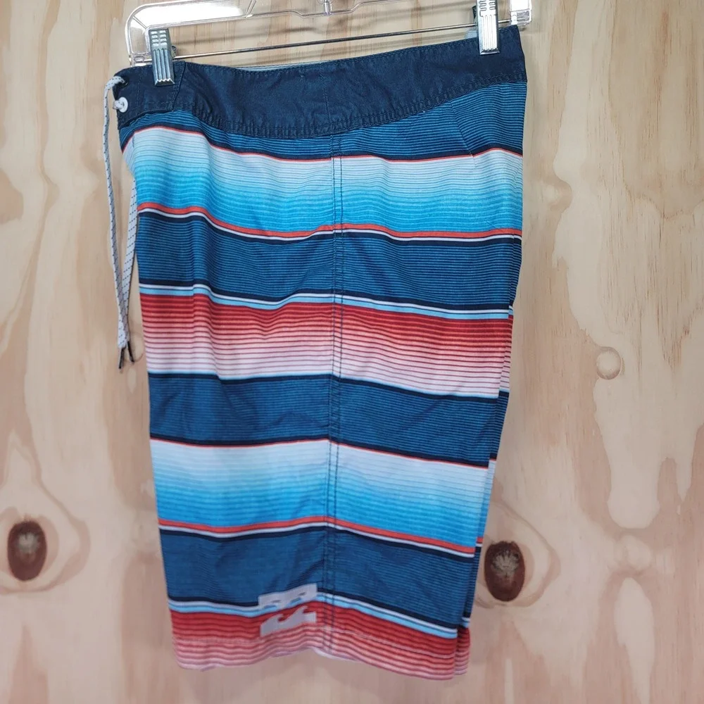 Billabong Originals All Day Mens Board Shorts Size 32 Blue Orange Striped Swim